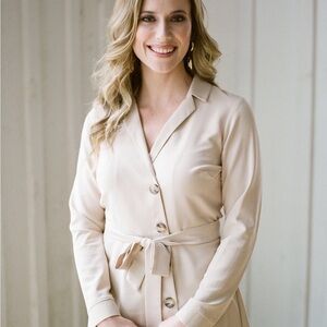 ASOS Cream Long Sleeve Dress